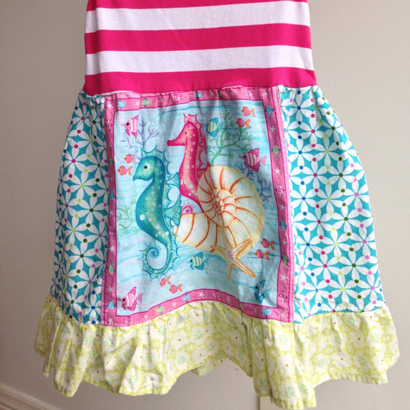 MOMI BOUTIQUE Seaside Beach Seahorse Dress 2T - Picture 2 of 5